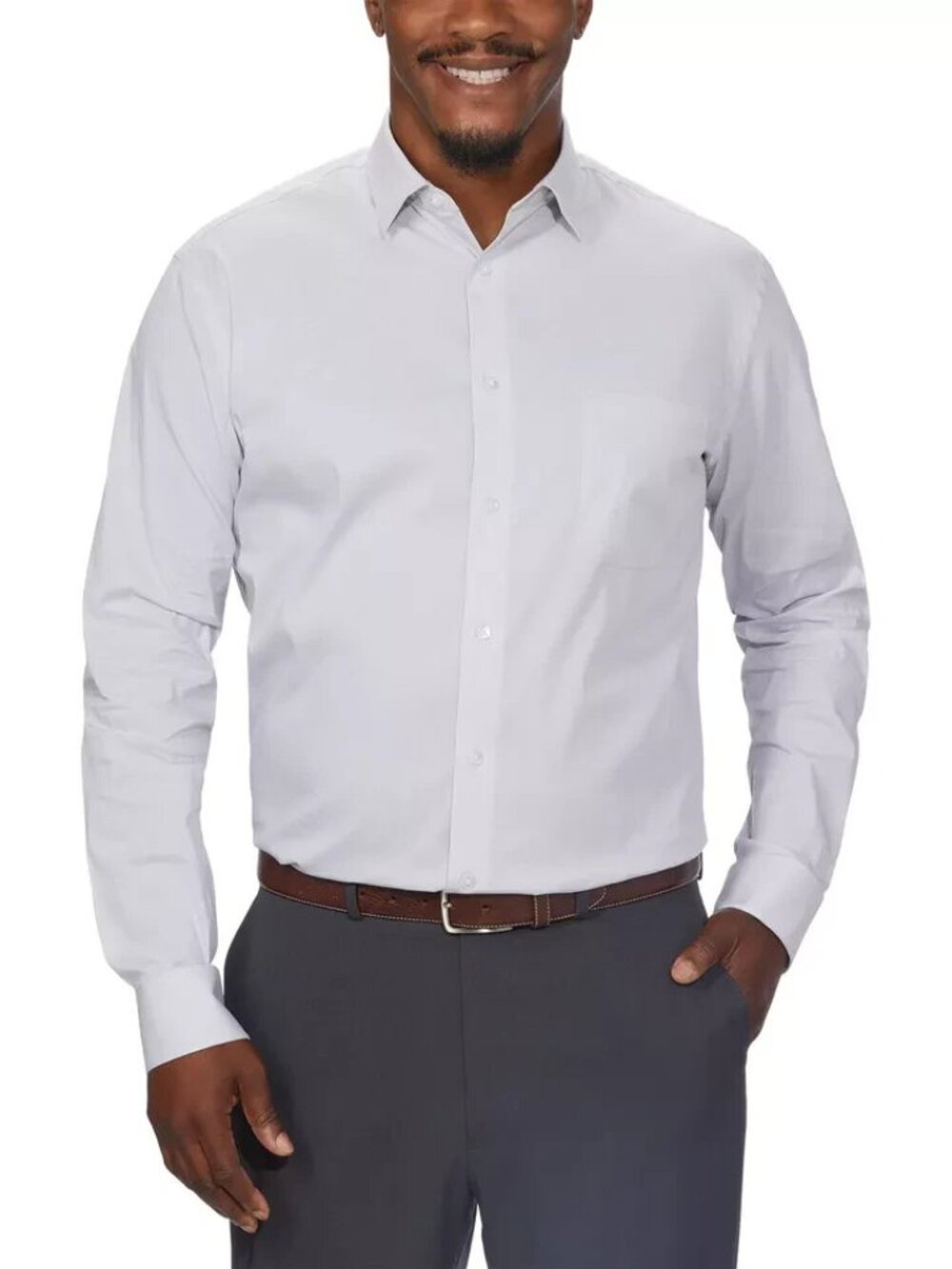 Calvin Klein Men’s Performance Dress Shirt, Gray, XL 17-17.5 34/35